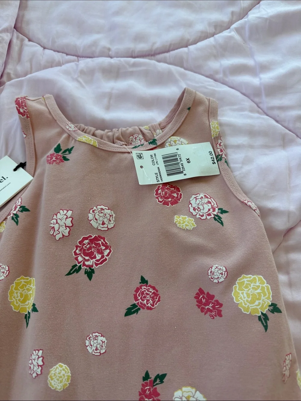 Sleeveless Floral Day Dress for Girls - Blush Pink